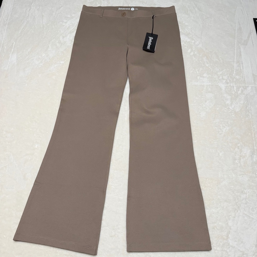 NWT Betabrand Dress Pant Yoga Pants Bootcut Size Large Tan Pull On Business